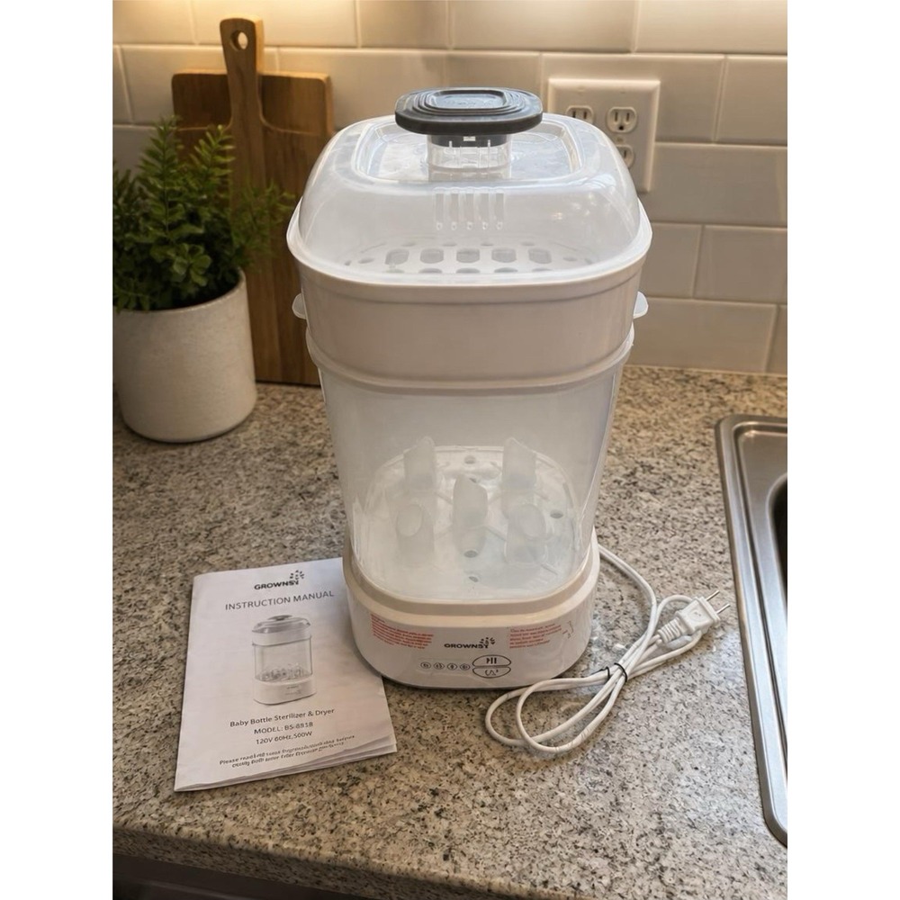 GROWNSY Electric Baby Bottle Sterilizer & Dryer BPA-Free LS-BE916 White/Gray